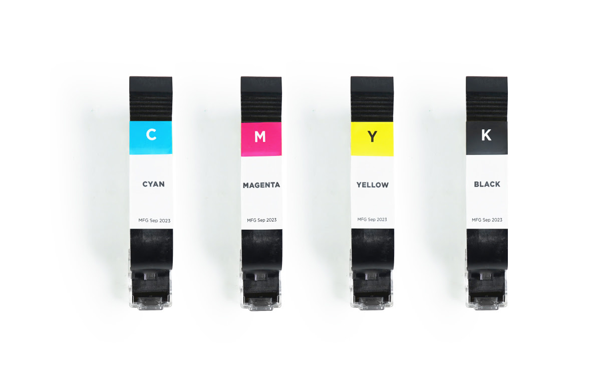 Ador solvent ink cartridges in Cyan, Magenta, Yellow and Black