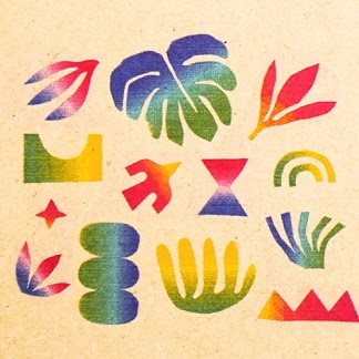 Shapes in gradient print on blank wood